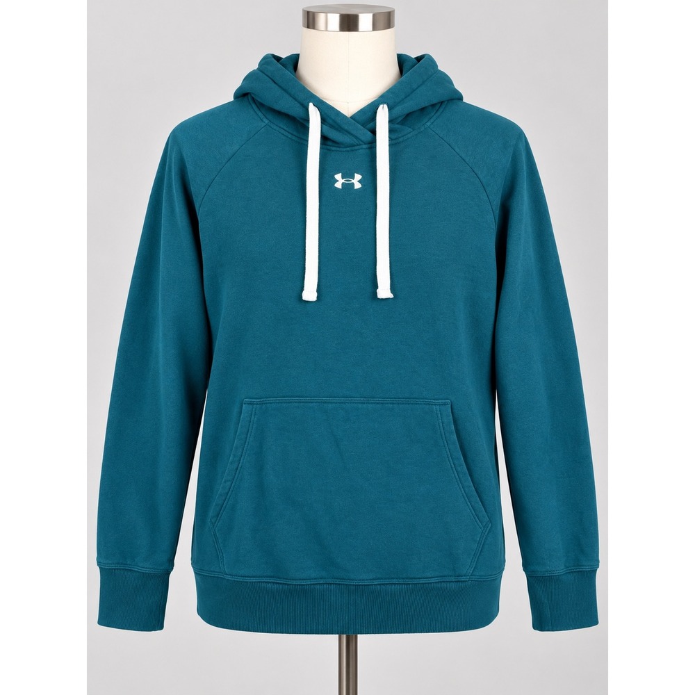 Under Armour Rival Fleece Hoodie Teal Blue Loose Fit Pullover Mens Large